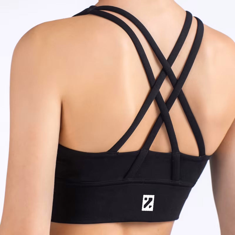 Brassière de sport dos croisé HYBRIDSERIES _ noir