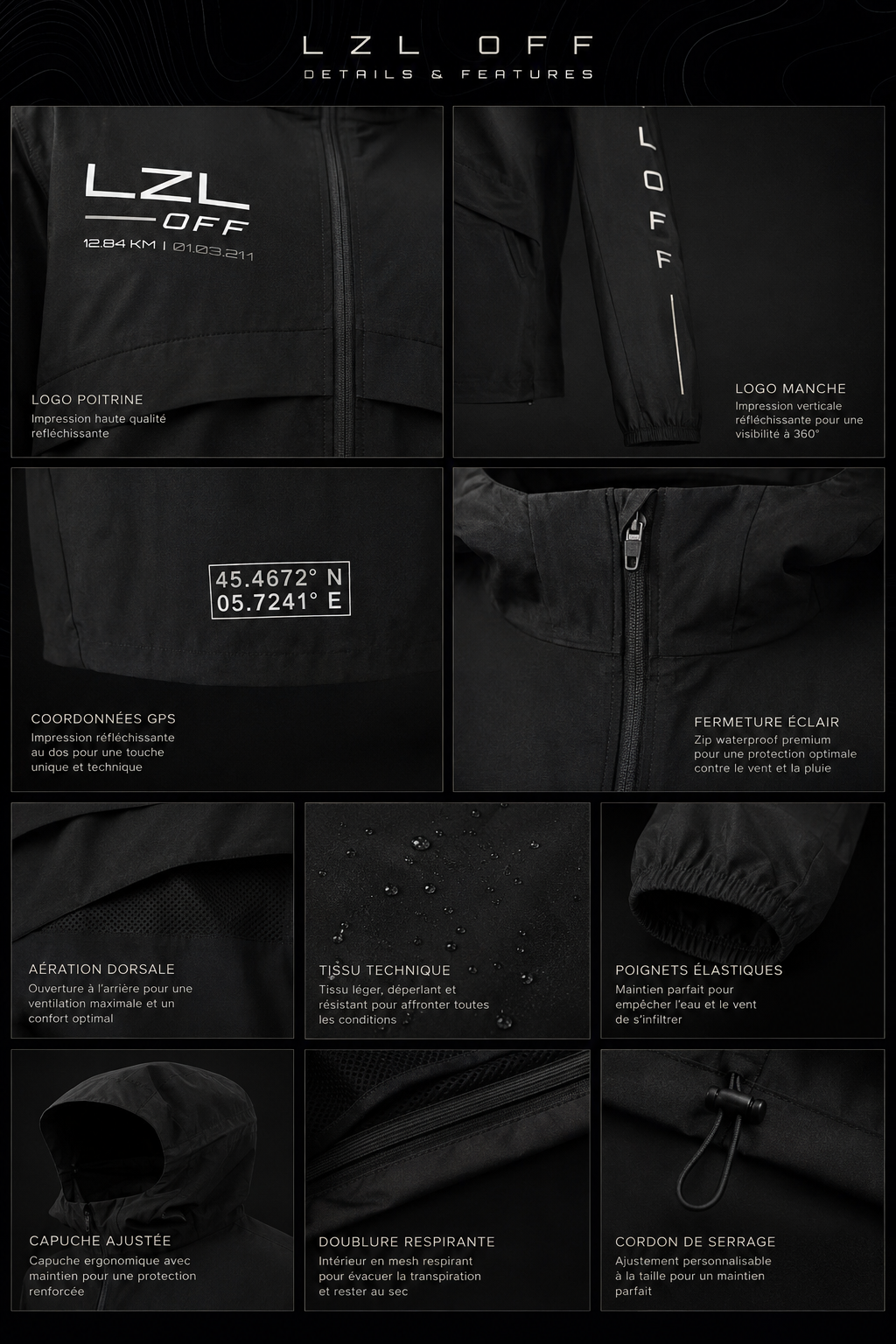 veste de running unisex - noir