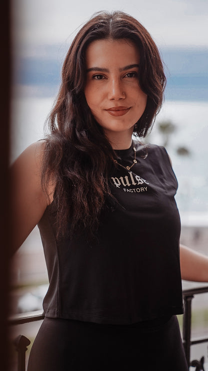 Crop Top "pulse factory" - black
