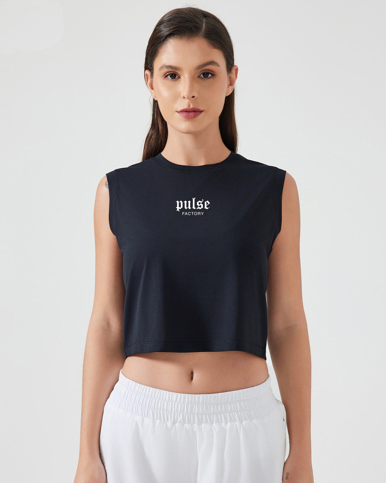 Crop Top "pulse factory" - black