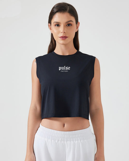 Crop Top "pulse factory" - black